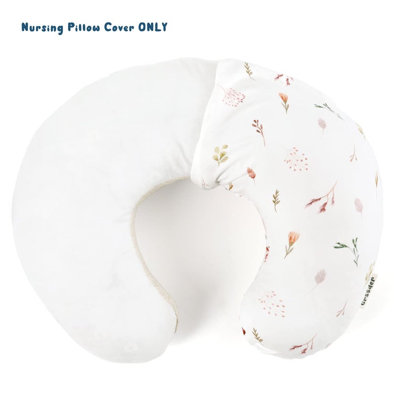 GRSSDER Nursing Pillow Cover Stretchy Minky Removable Nursing Covers for Breastfeeding Pillows, Ultra Soft Comfortable Slipcover for Boy and Girls, Pretty Watercolor Rose Flora, Orange Pink - Image 1